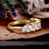 ROUNAISE Wedding Band Half Eternity Cluster Stacking Ring